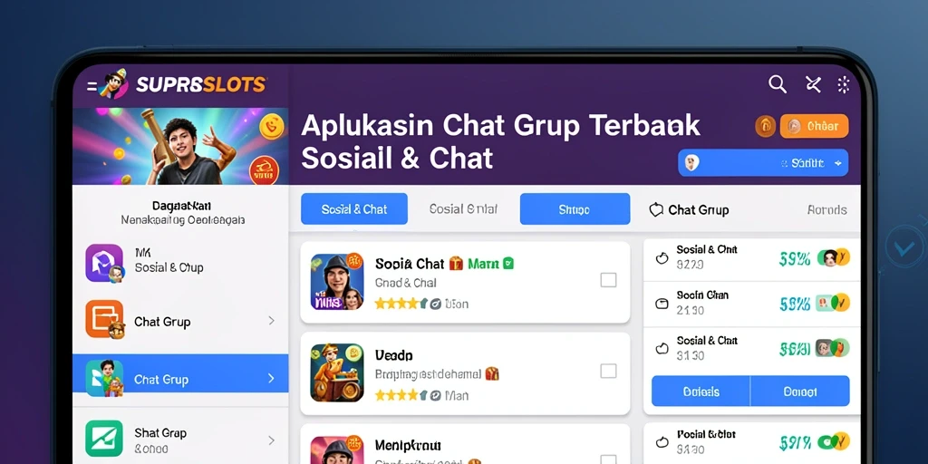 Tampilan antarmuka aplikasi Chat Grup SUPERSLOTS yang interaktif dan menarik.
