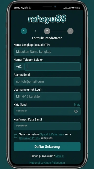 Tampilan halaman daftar rahayu88