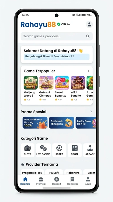 Tampilan kanal resmi rahayu88